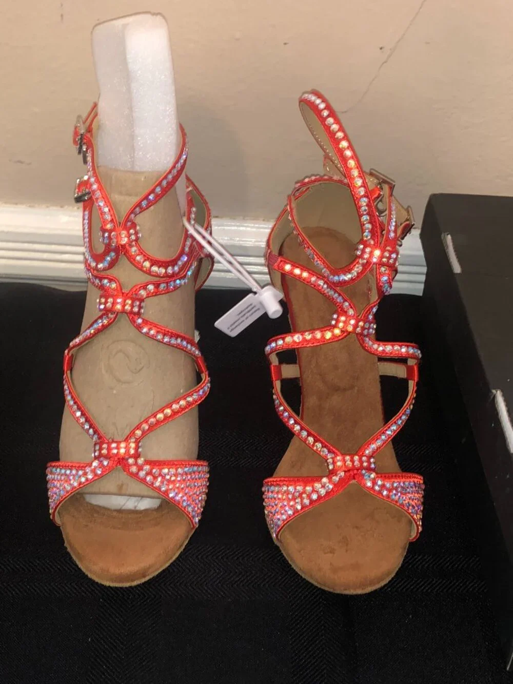 Dance and Sway Tangerine Rhinestone Latin Dance Shoes 7-7.5